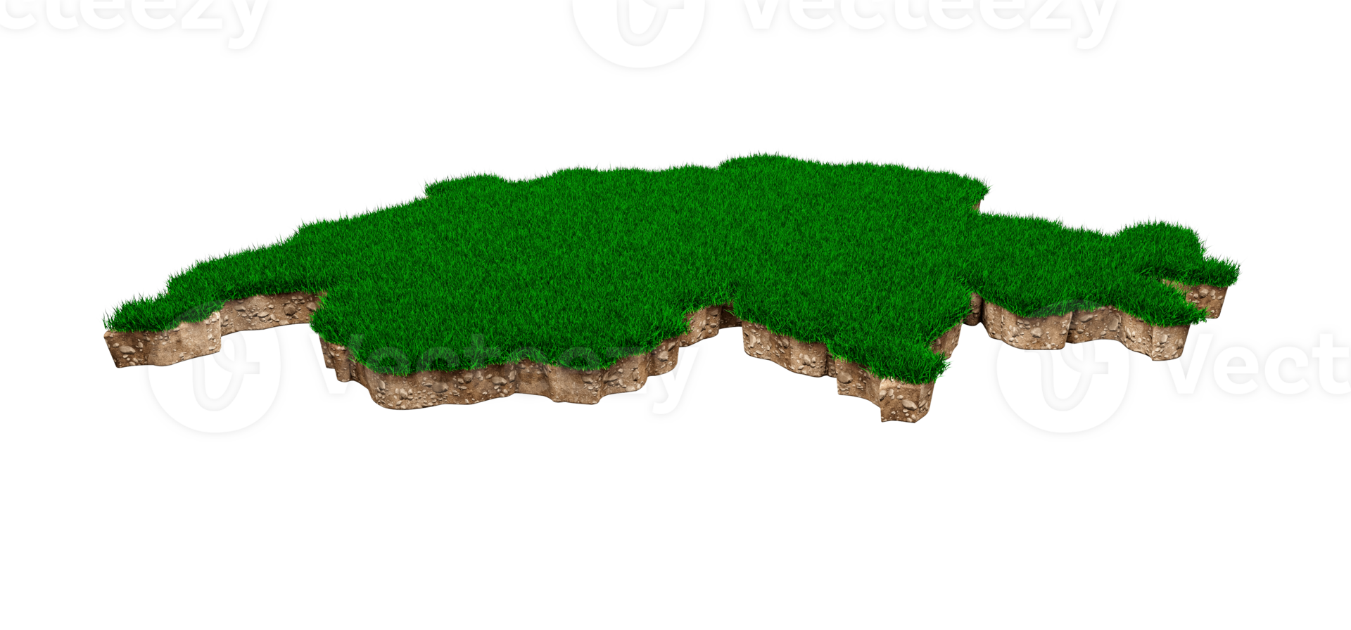 Switzerland Map soil land geology cross section with green grass and Rock ground texture 3d illustration png