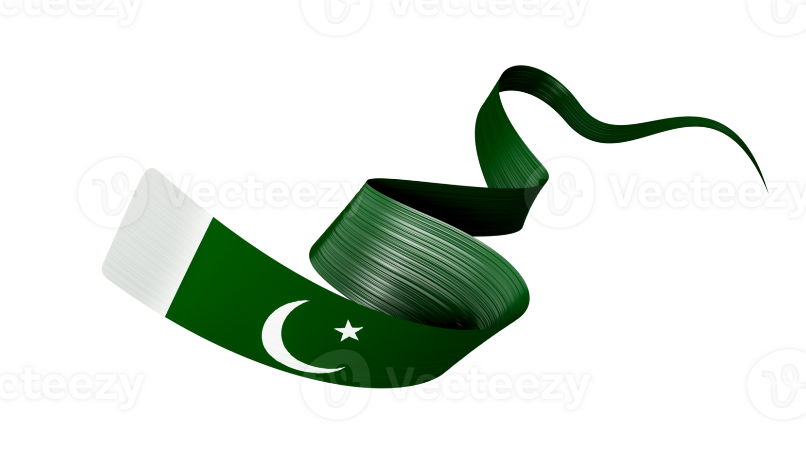 Waving ribbon or banner with flag of Pakistan. independence day 3d illustration png
