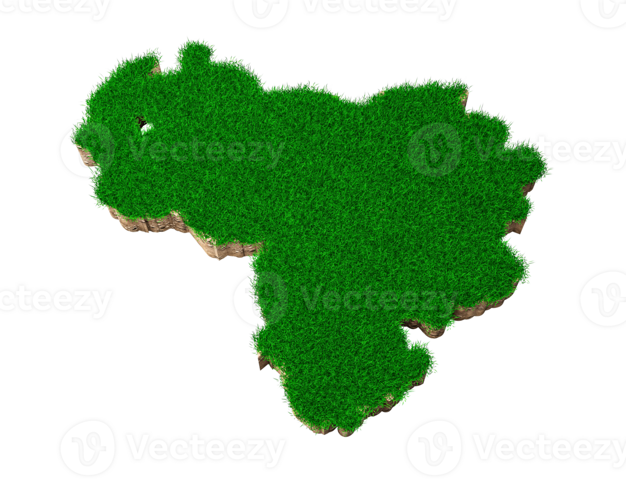 Venezuela Map soil land geology cross section with green grass and Rock ground texture 3d illustration png