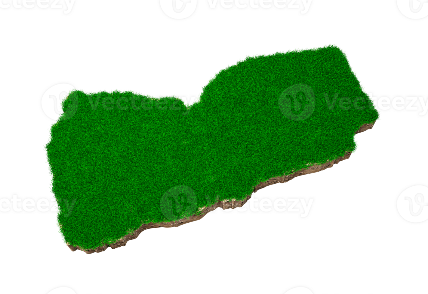 Yemen Map soil land geology cross section with green grass and Rock ground texture 3d illustration png