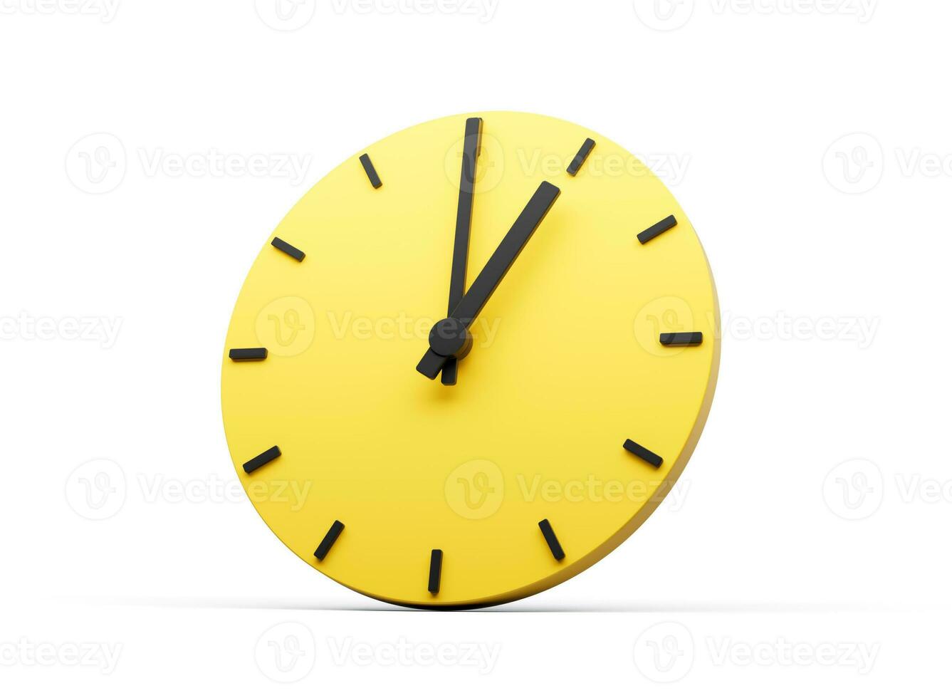 3d Simple Yellow Round Wall Clock 1 O'Clock One O'clock On White Background 3d illustration photo