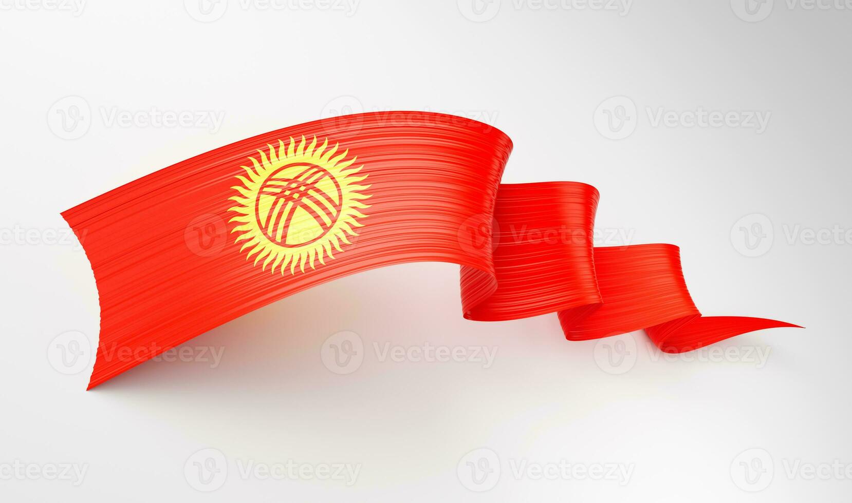 3d Flag Of Kyrgyzstan 3d Shiny Waving Flag Ribbon Isolated On White Background, 3d illustration photo