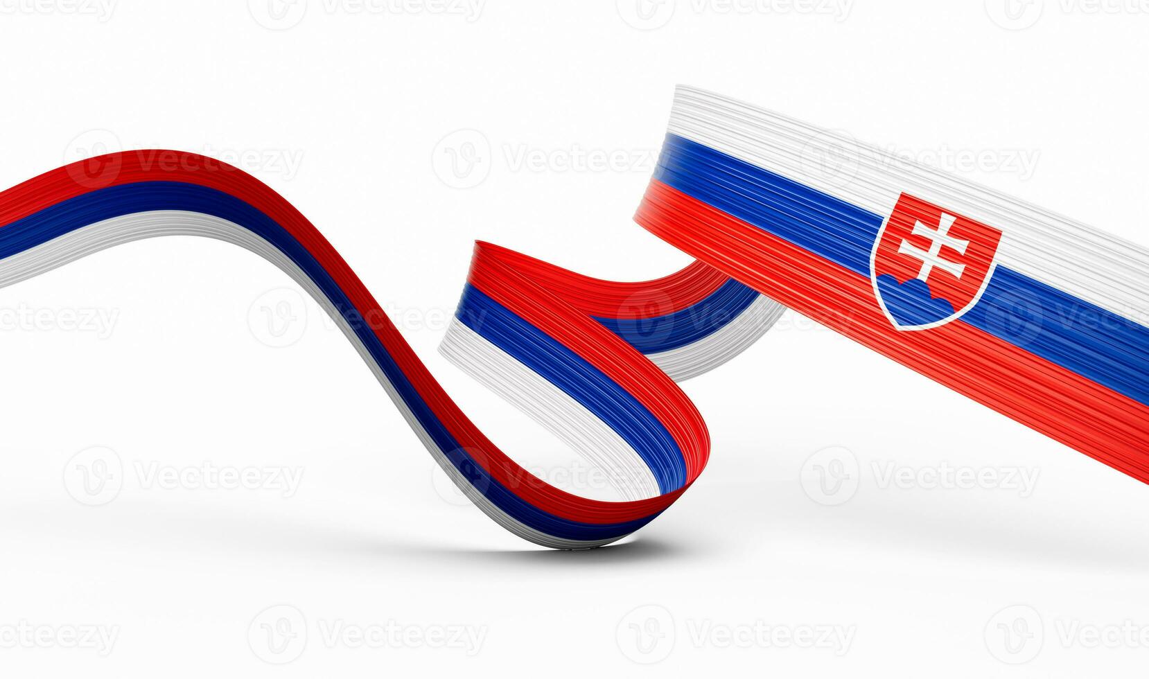 3d Flag Of Slovakia 3d Wavy Shiny Slovakia Ribbon Isolated On White Background 3d Illustration photo