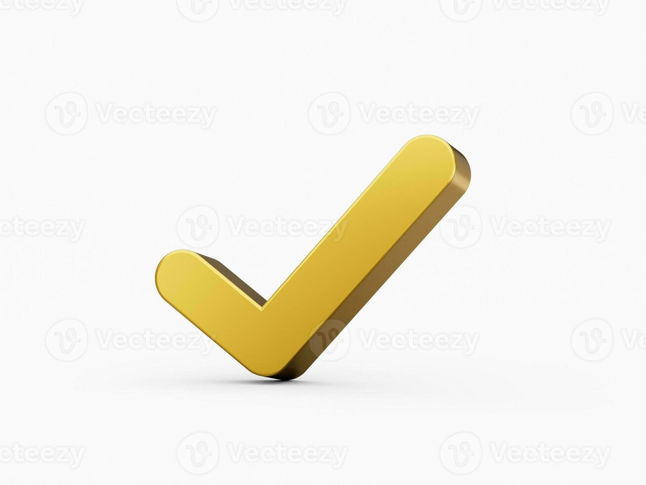 3d Golden Shiny Check Mark Symbol Icon Isolated On White Background 3d Illustration photo