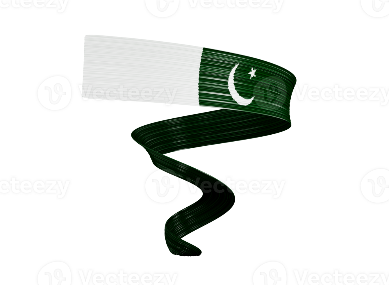 Waving ribbon or banner with flag of Pakistan. independence day 3d illustration png