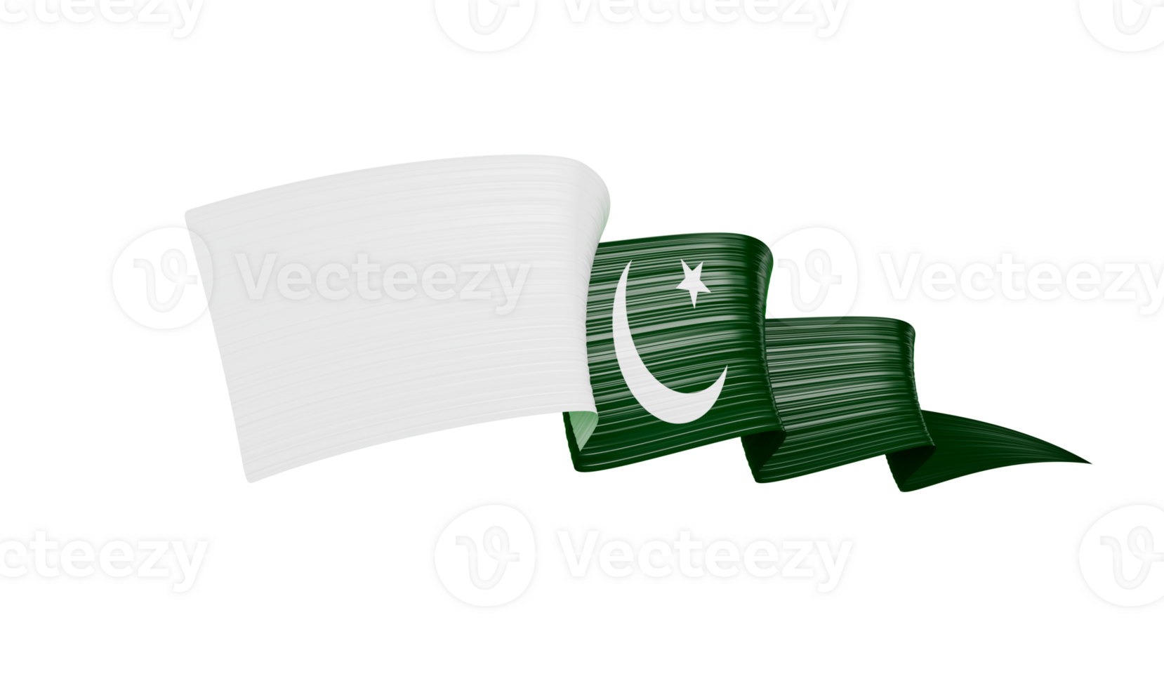 Waving ribbon or banner with flag of Pakistan. Template independence day 3d illustration png