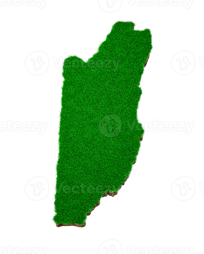Belize Map soil land geology cross section with green grass and Rock ground texture 3d illustration png