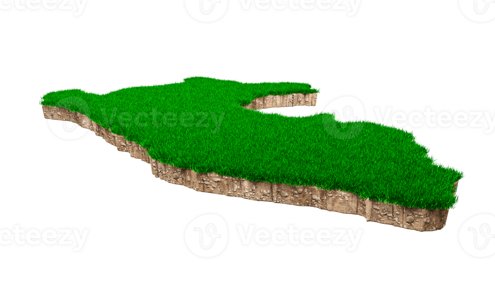 Peru Map soil land geology cross section with green grass and Rock ground texture 3d illustration png