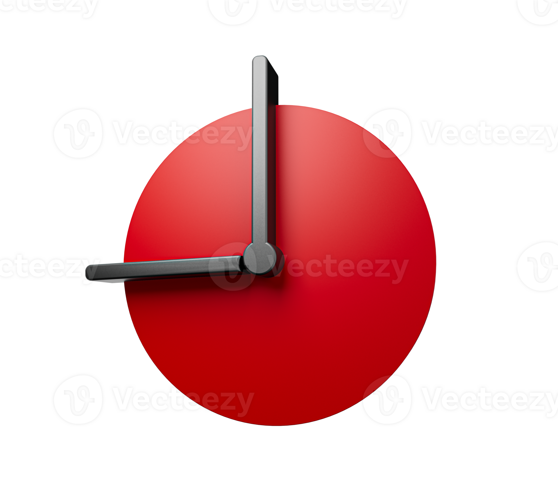 9 o'clock red clock isolated on white background Minimal 3d clock 3d