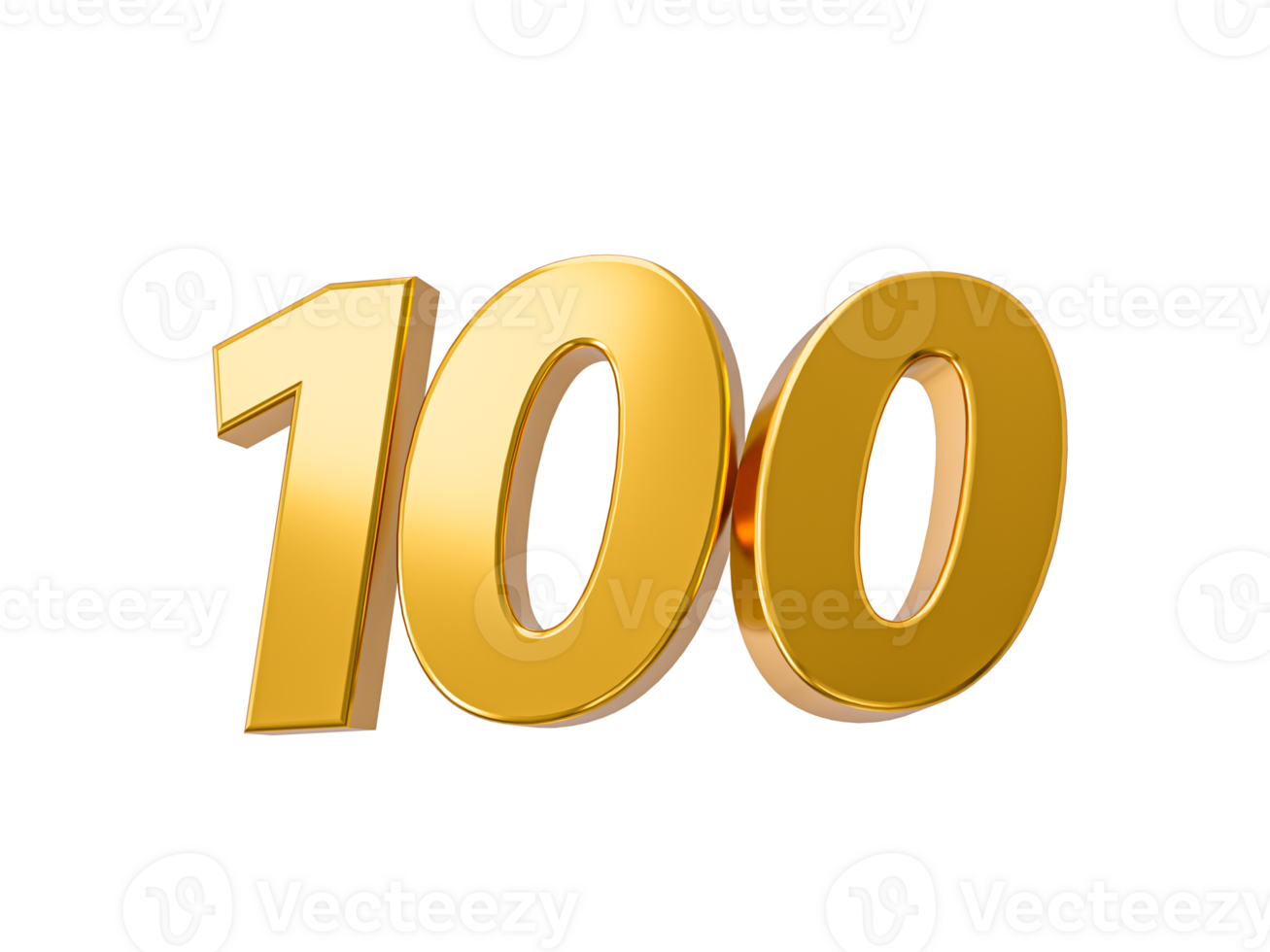 100 Prozent aus auf Verkauf. Gold Prozent 100 Jahrestag Feier 3d golden Zahlen 3d Illustration png