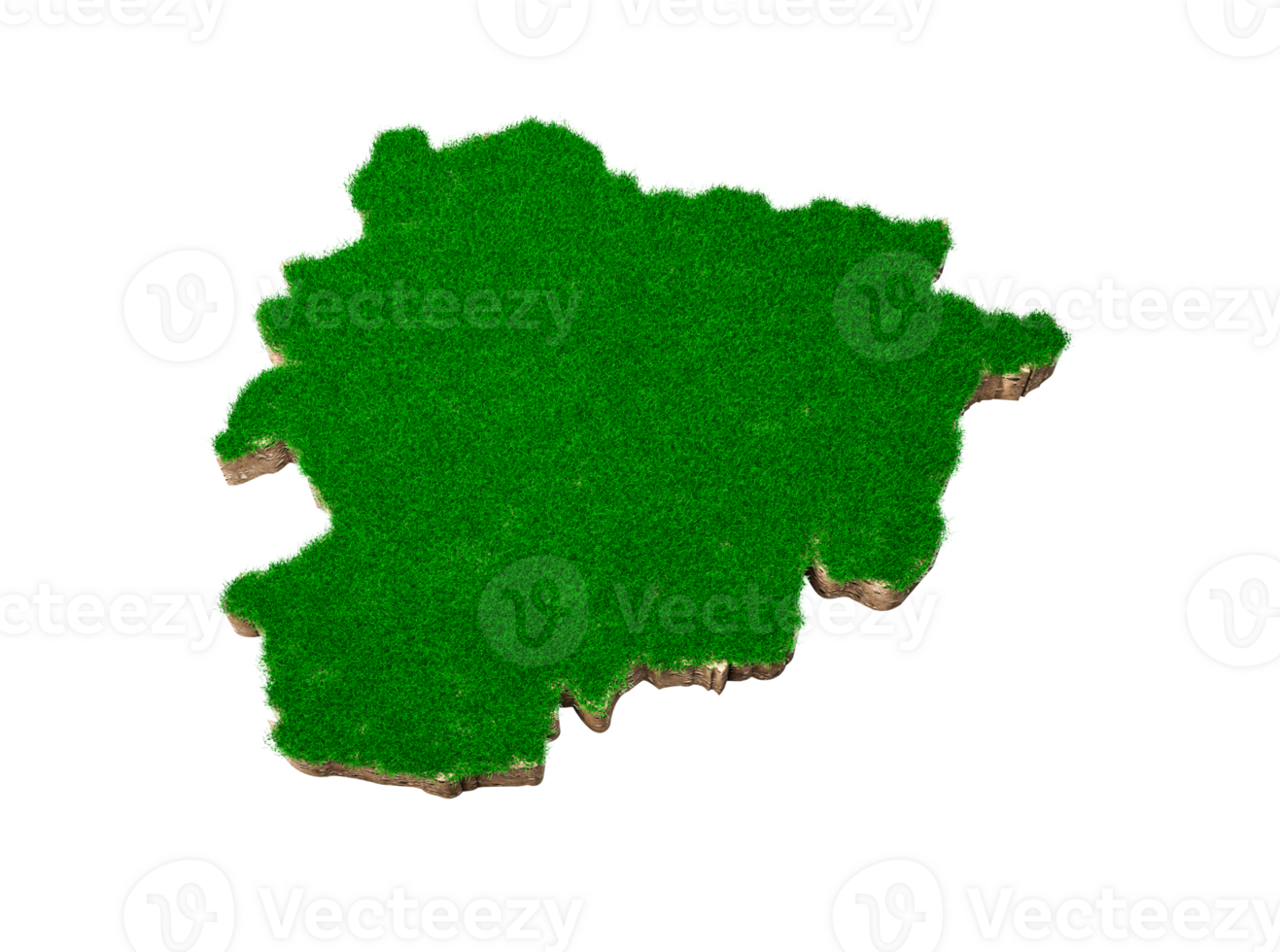 Andorra Map soil land geology cross section with green grass and Rock ground texture 3d illustration png