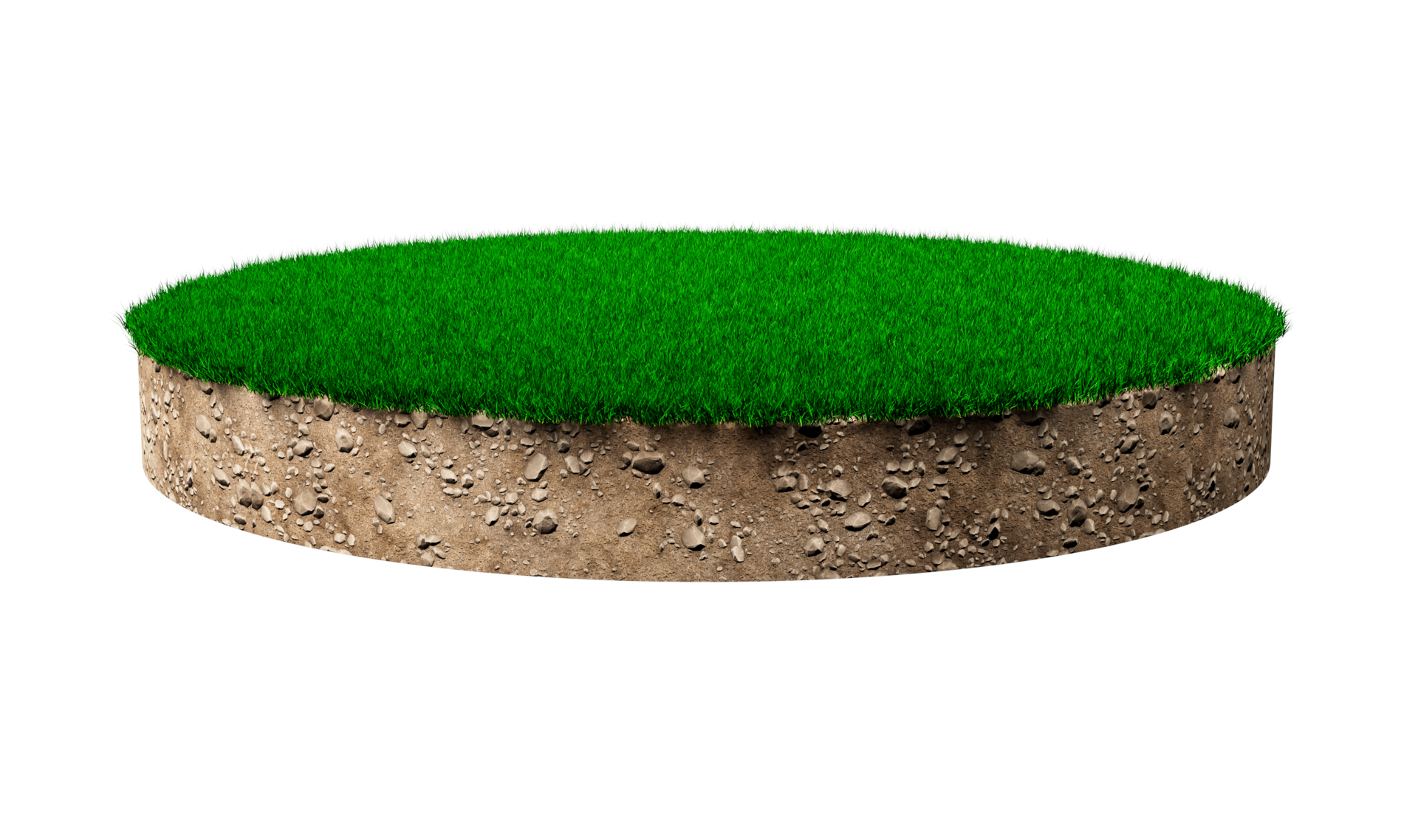 Grass circle isolated 3D Illustration round soil ground cross section