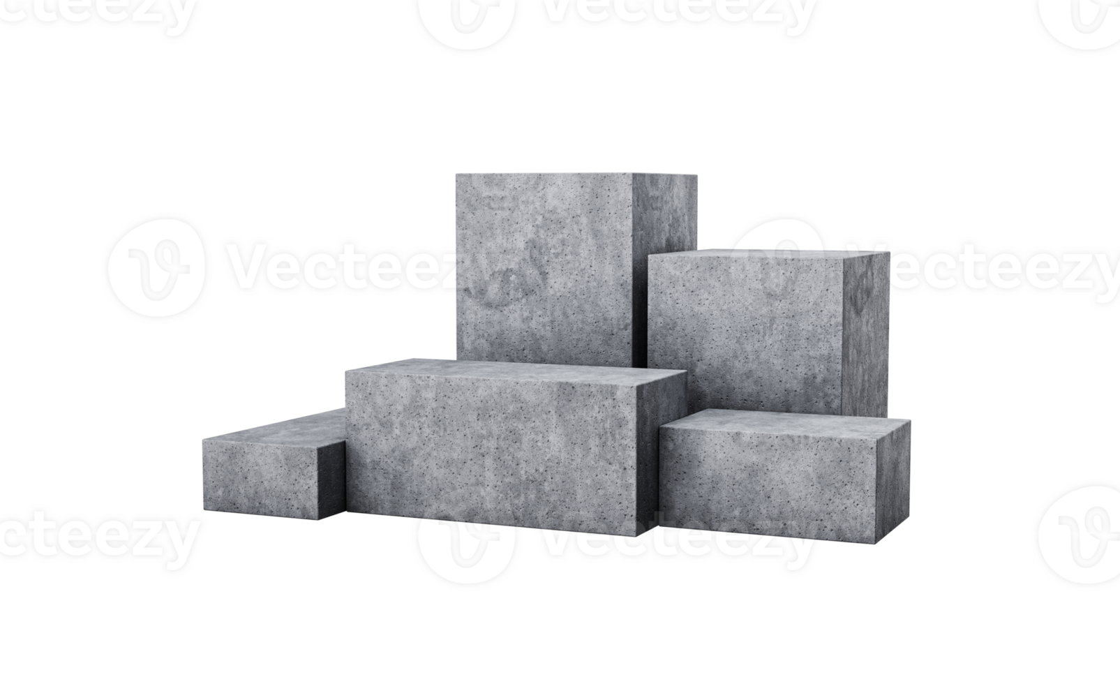 5 Minimal empty podium product presentation concrete podium stand Five Products  Pedestal 3d illustration png