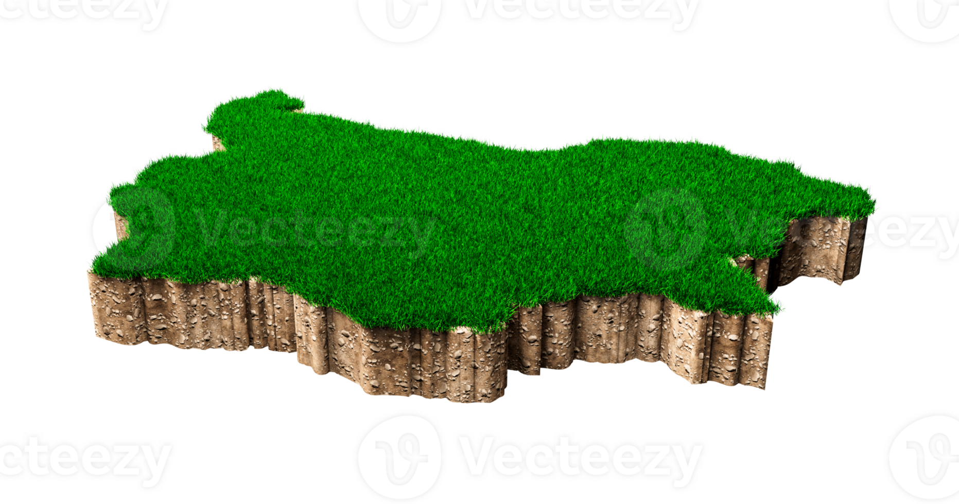 Bulgaria Map soil land geology cross section with green grass and Rock ground texture 3d illustration png