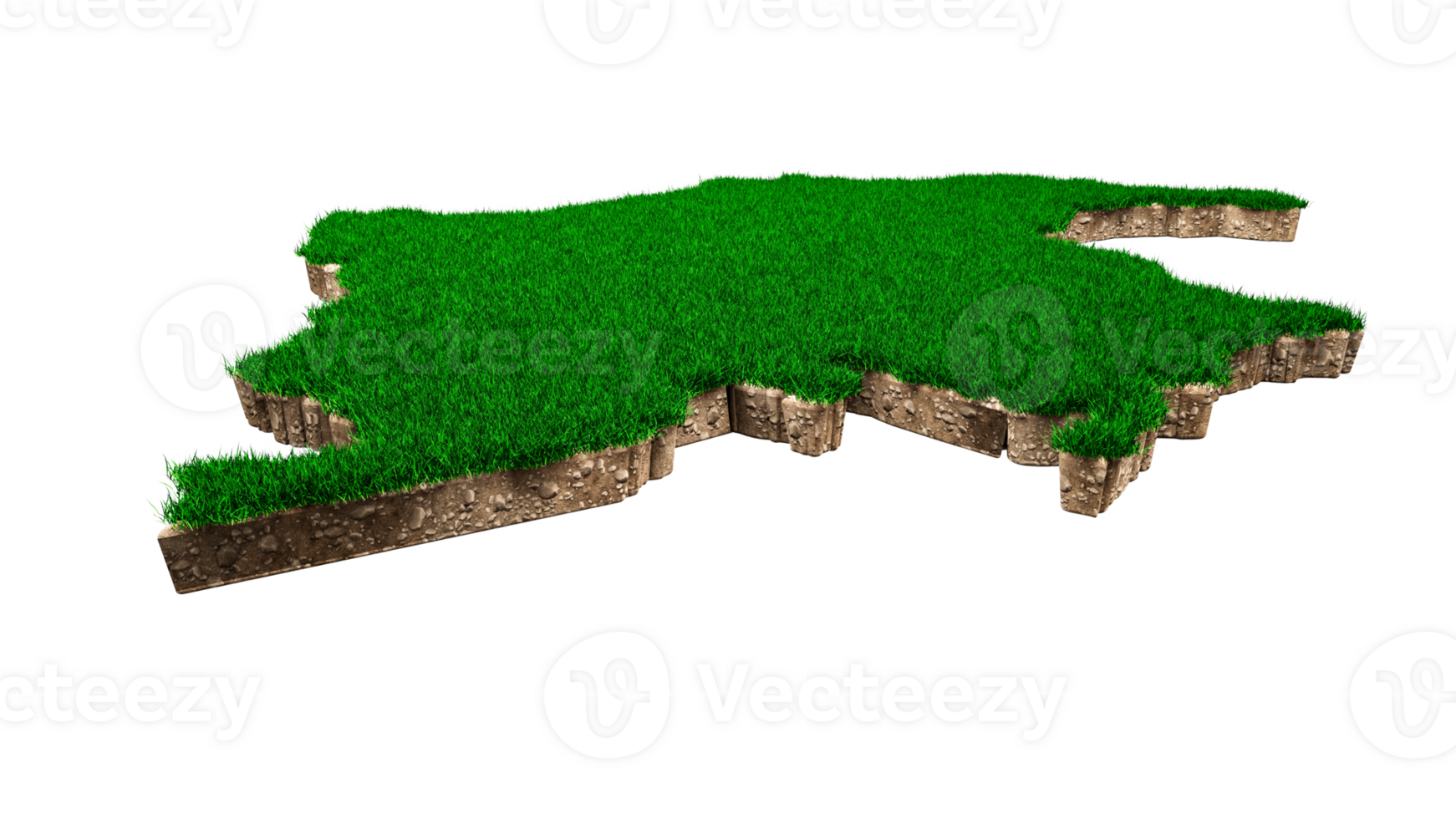 Colombia Map soil land geology cross section with green grass and Rock ground texture 3d illustration png