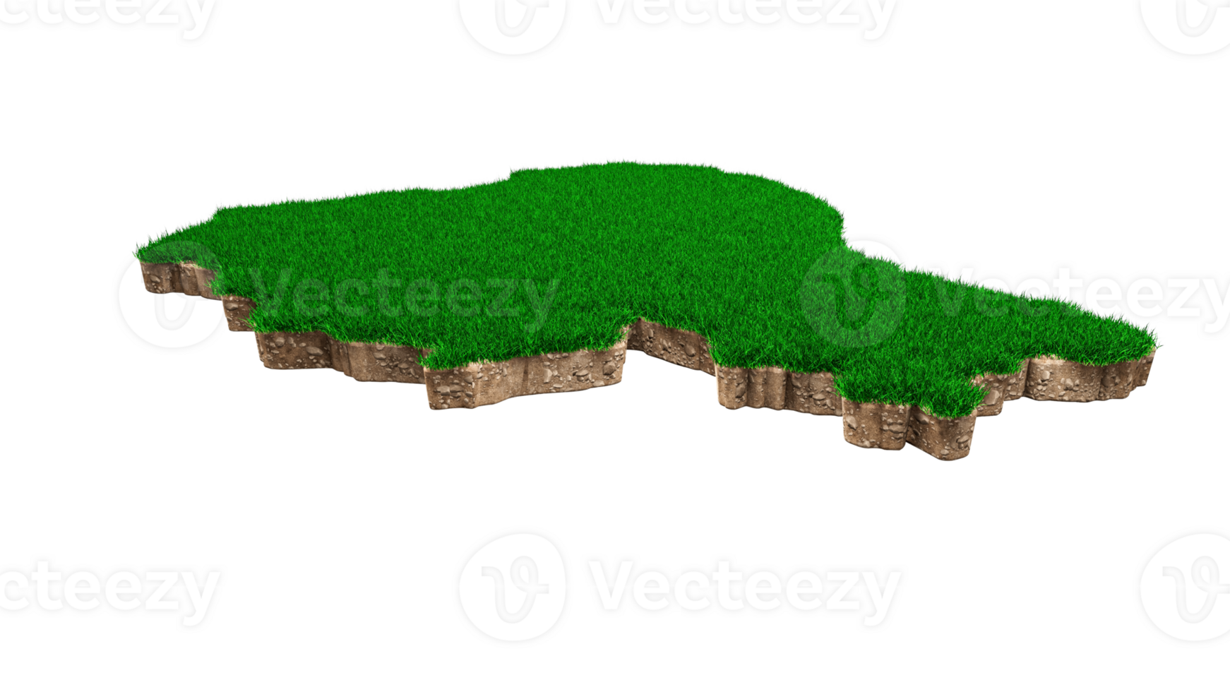Ecuador Map soil land geology cross section with green grass and Rock ground texture 3d illustration png
