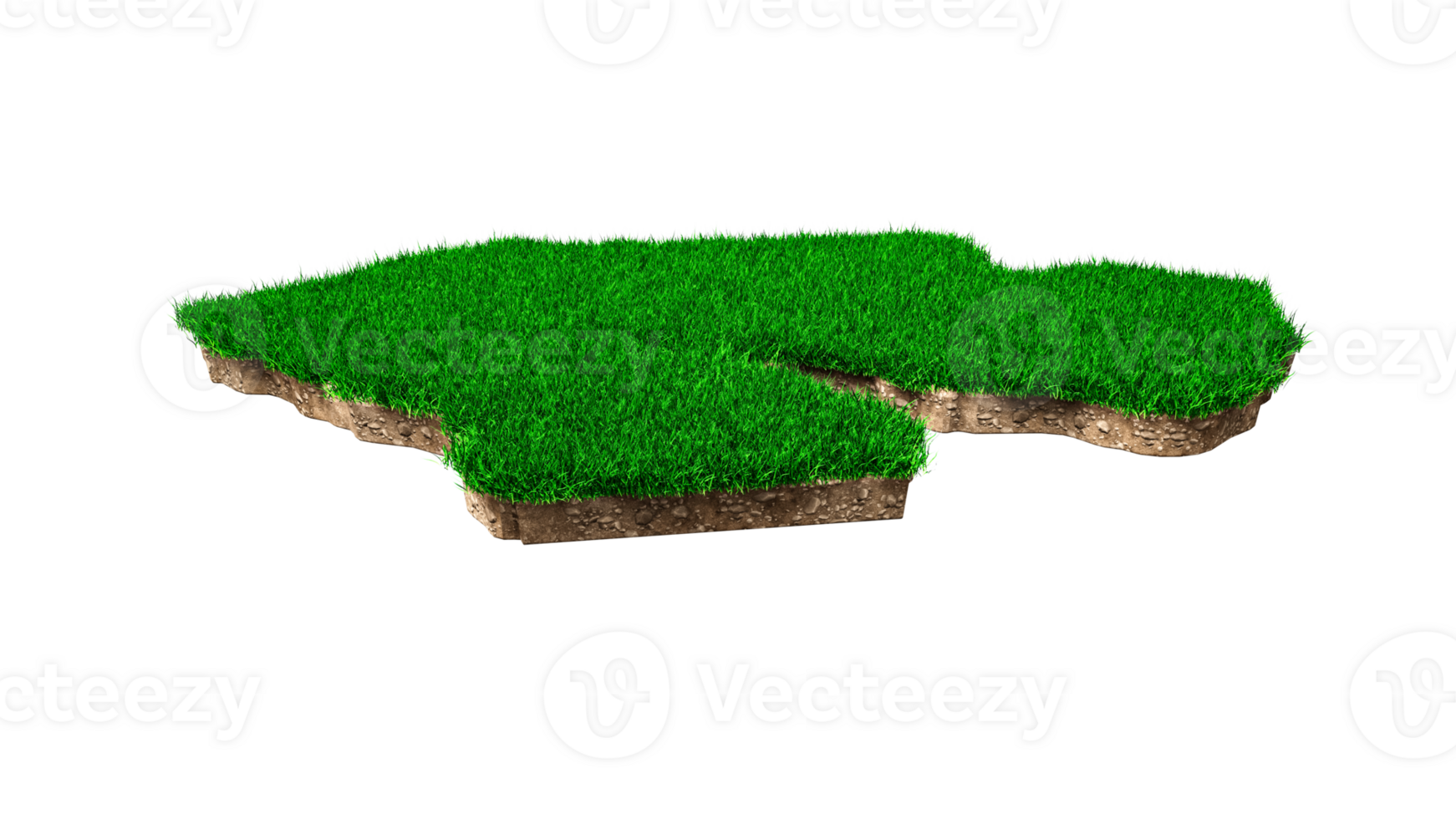 Djibouti Map soil land geology cross section with green grass and Rock ground texture 3d illustration png