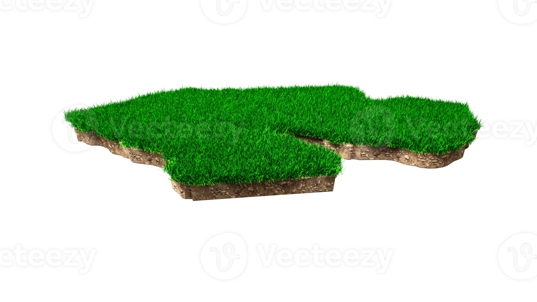 Djibouti kaart bodem land geologie dwarsdoorsnede met groen gras en rotsgrond textuur 3d illustratie png