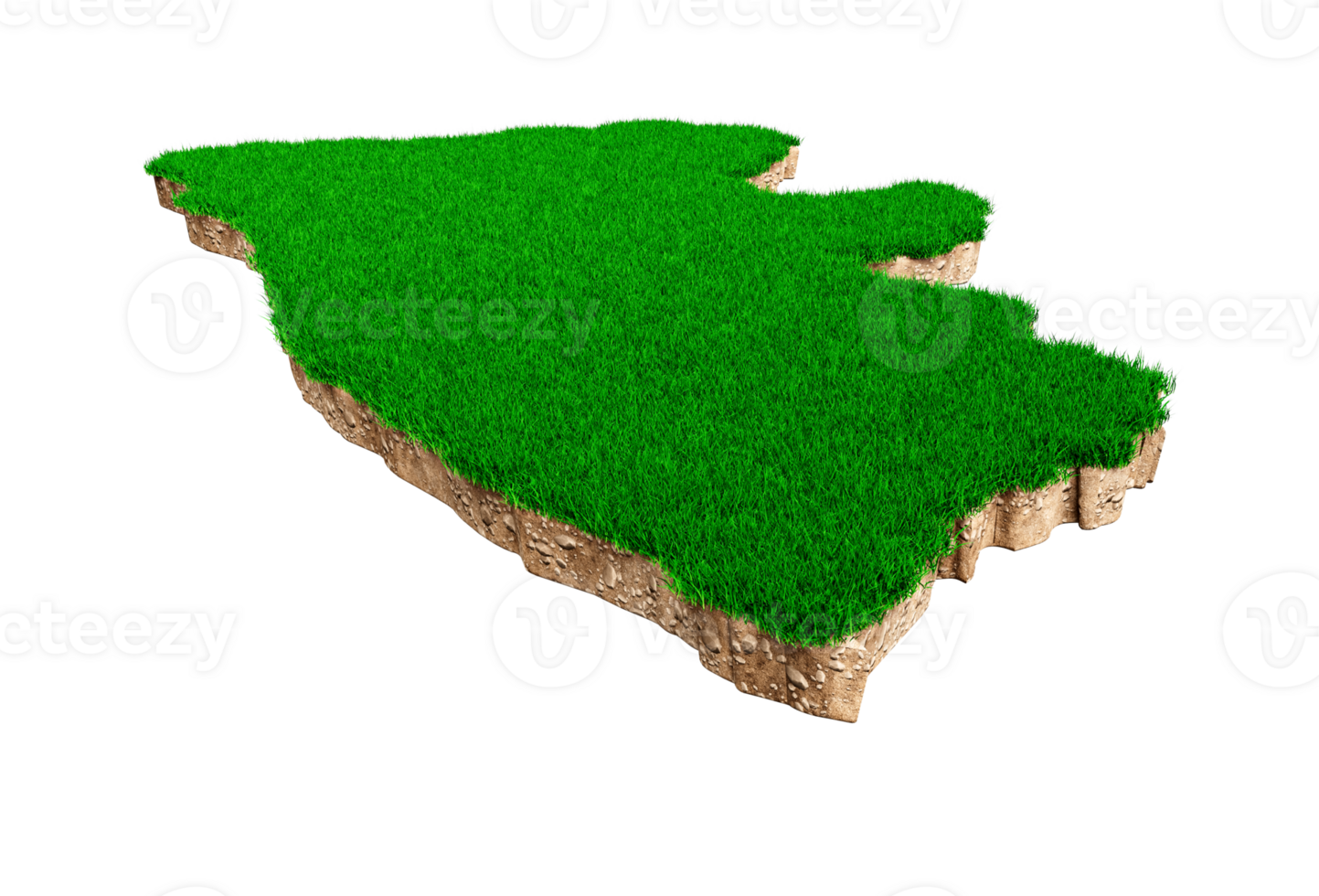 Map soil land geology cross section with green grass and Rock ground texture 3d illustration png