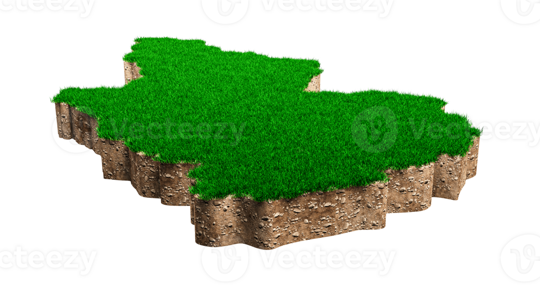 Madinah Map soil land geology cross section with green grass and Rock ground texture 3d illustration png