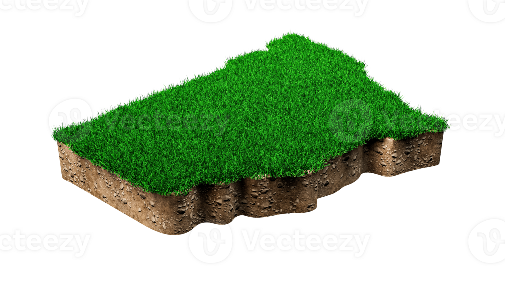 New South Wales Map soil land geology cross section with green grass and Rock ground texture 3d illustration png