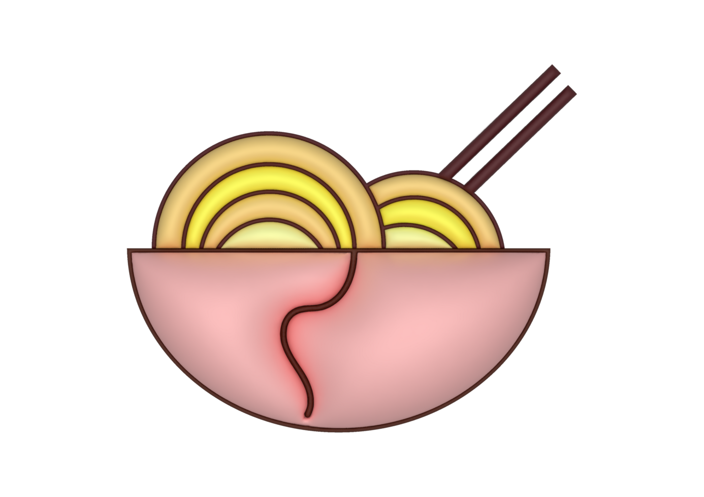 a bowl of noodles with chopsticks on transparent background png