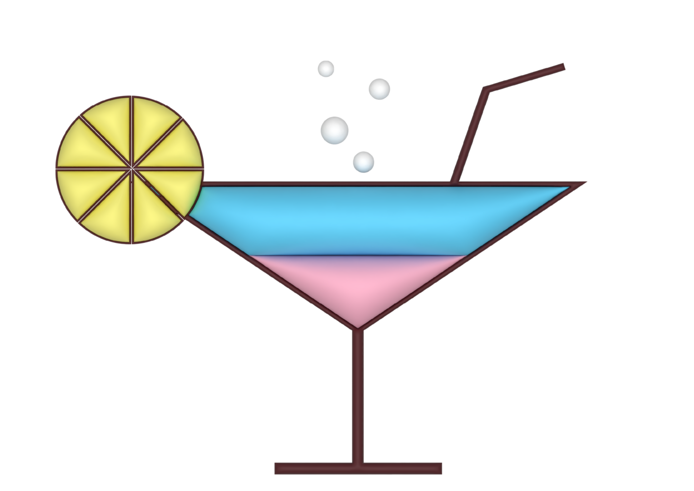 a cocktail with a lemon slice on the rim transparent background png