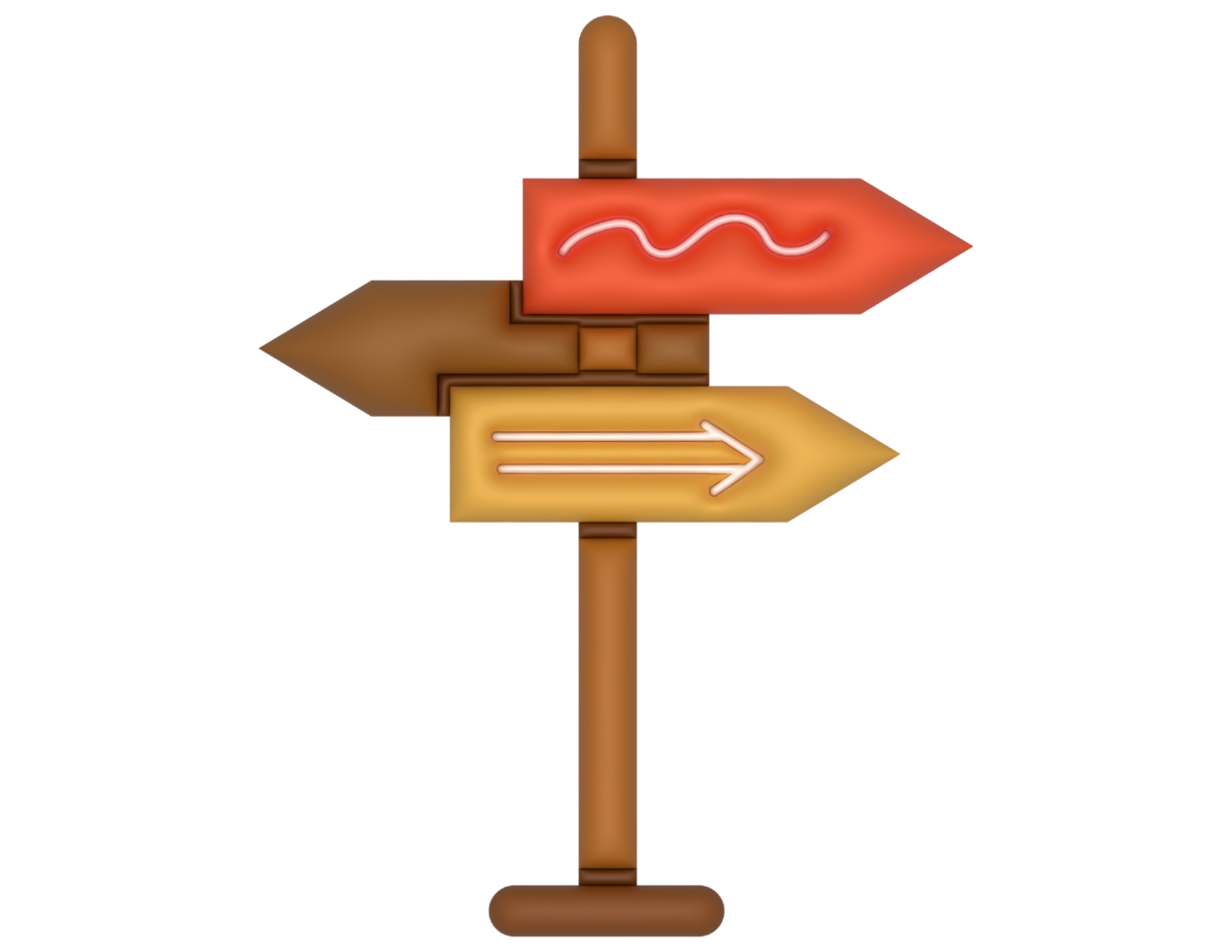 3d wooden signpost with arrows pointing in different directions png