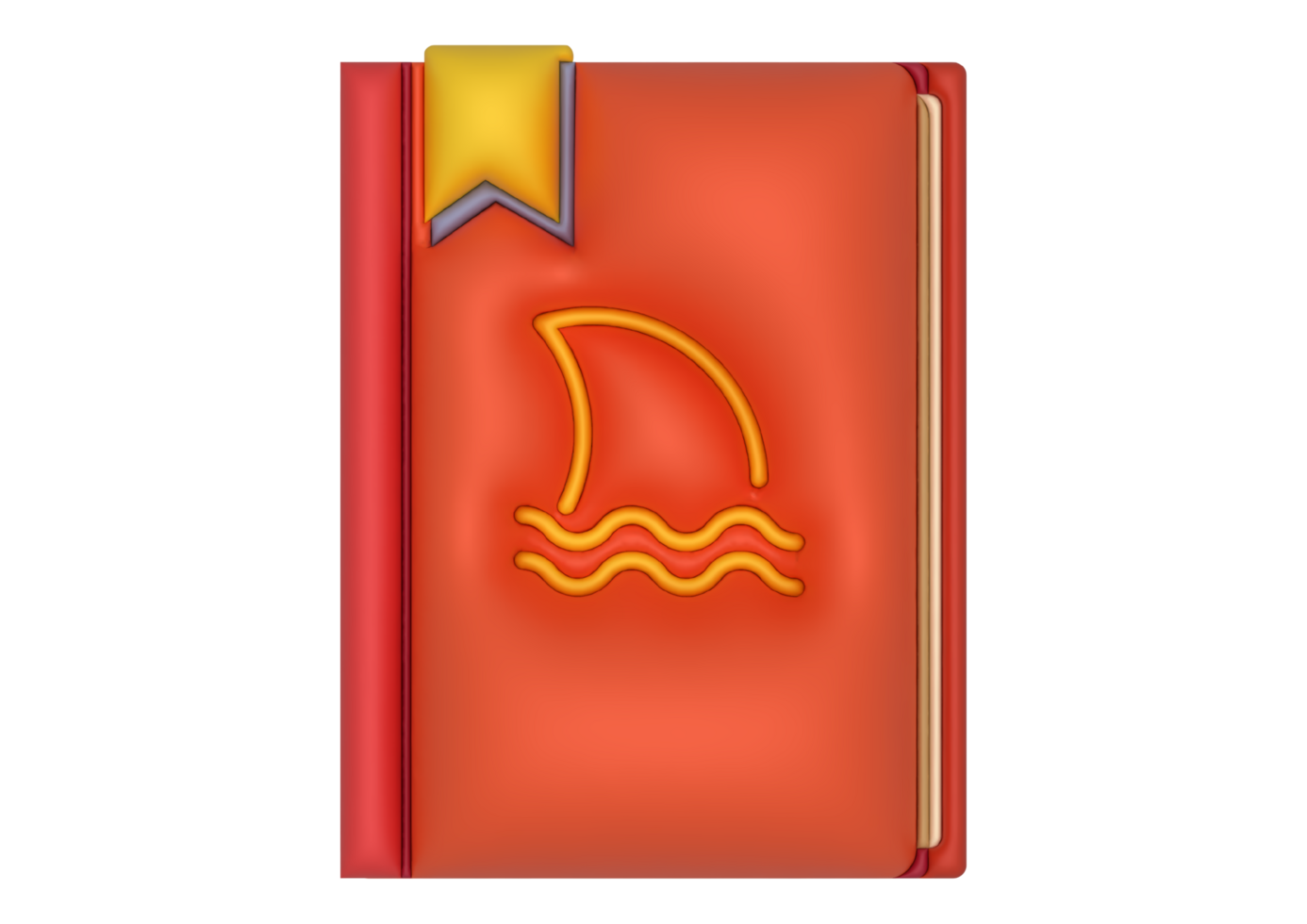 3d red book with a yellow ribbon on it transparent background png