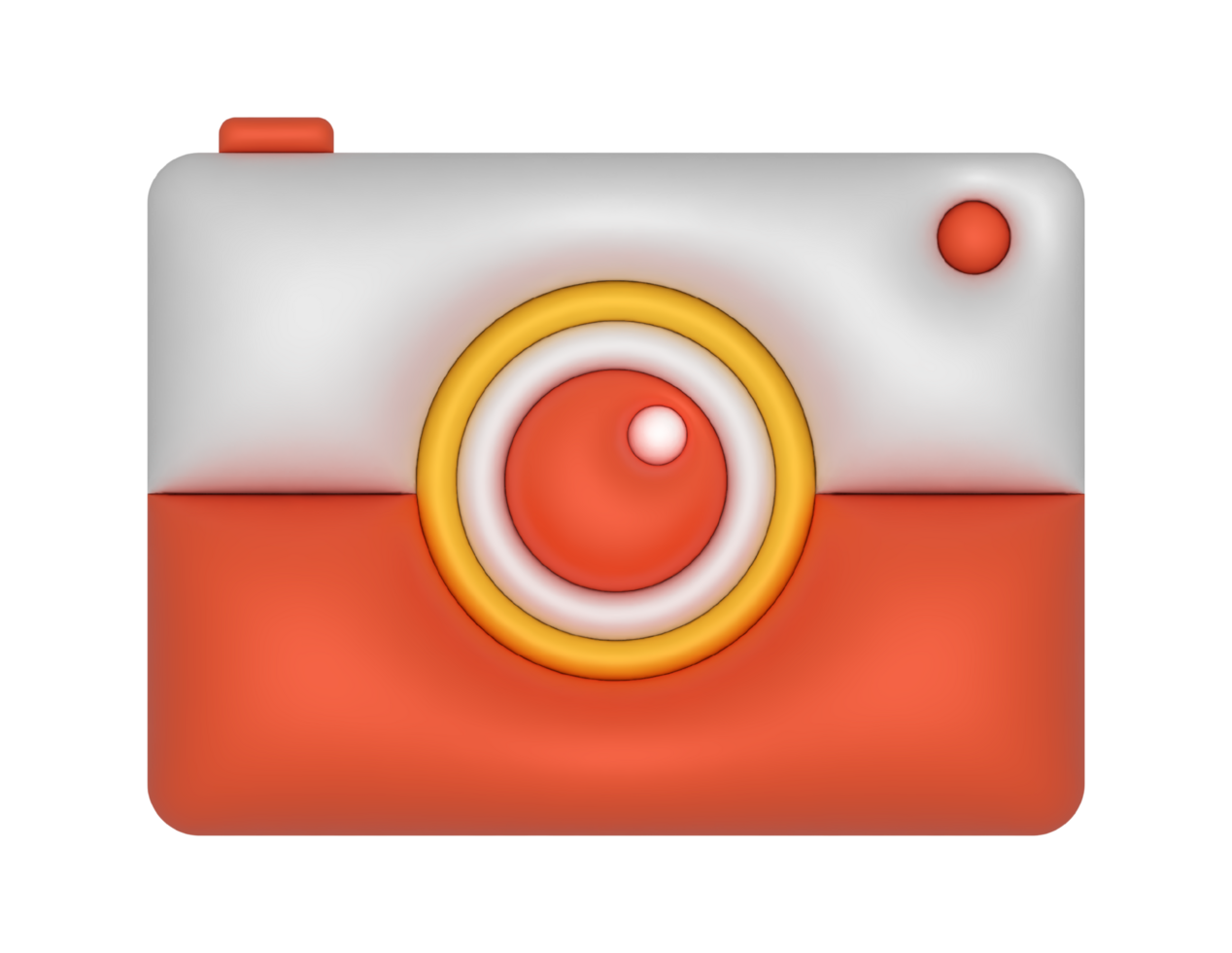 3d red and white camera icon on a transparent background png