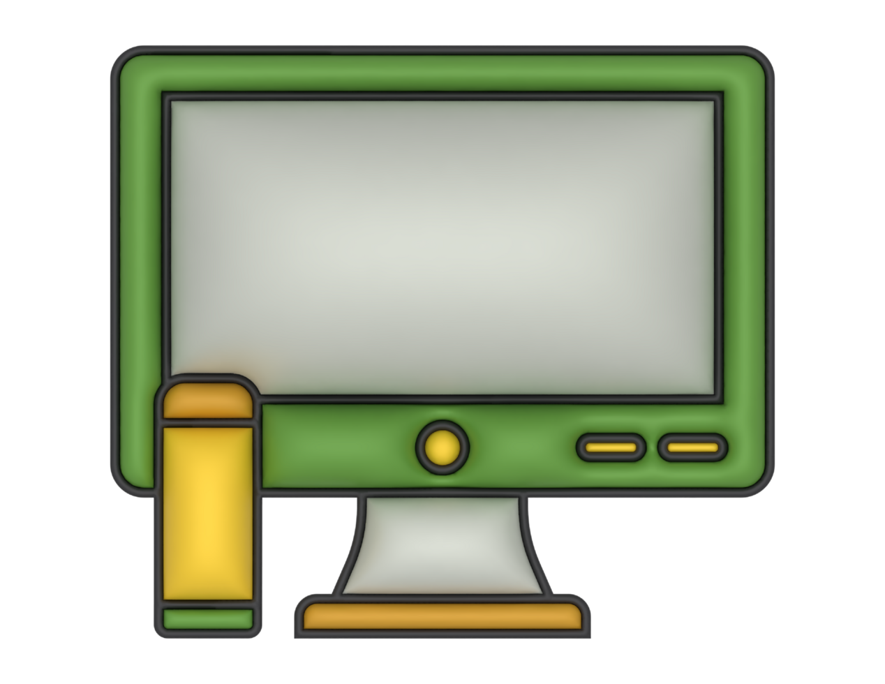 3d computadora monitor icono verde y amarillo transparente antecedentes png