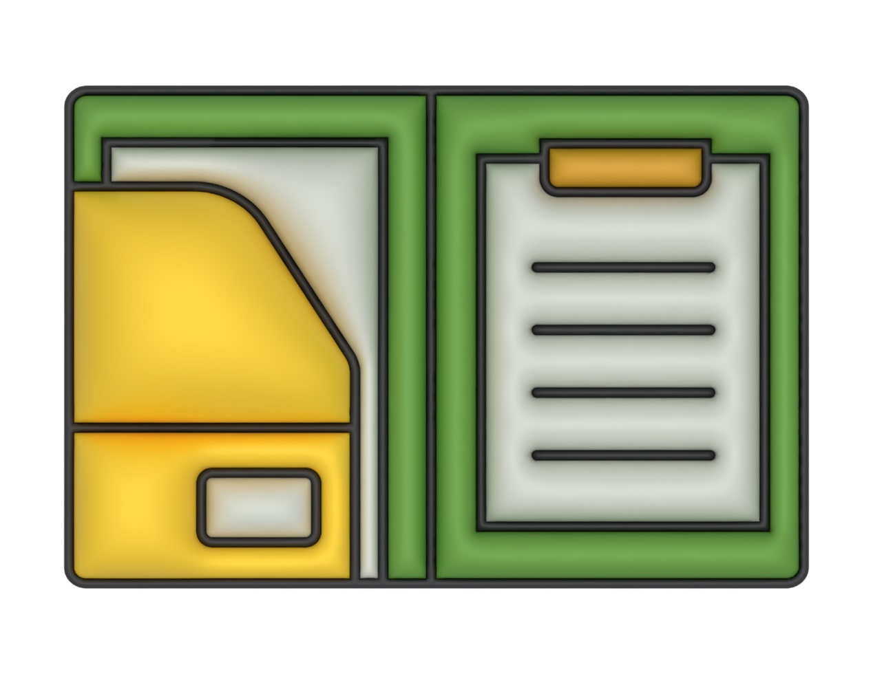 3d file folder icon with a green and yellow folder 27244256 PNG