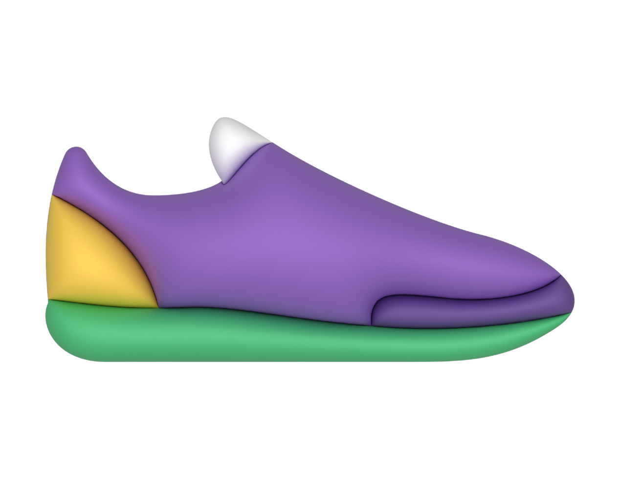 3d purple and green sneaker on a transparent background png