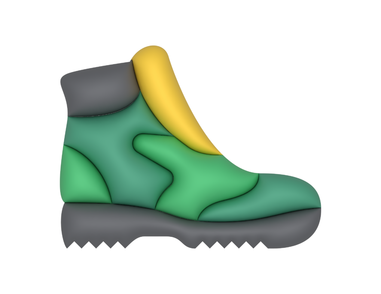3d green boot icon cartoon style transparent background png