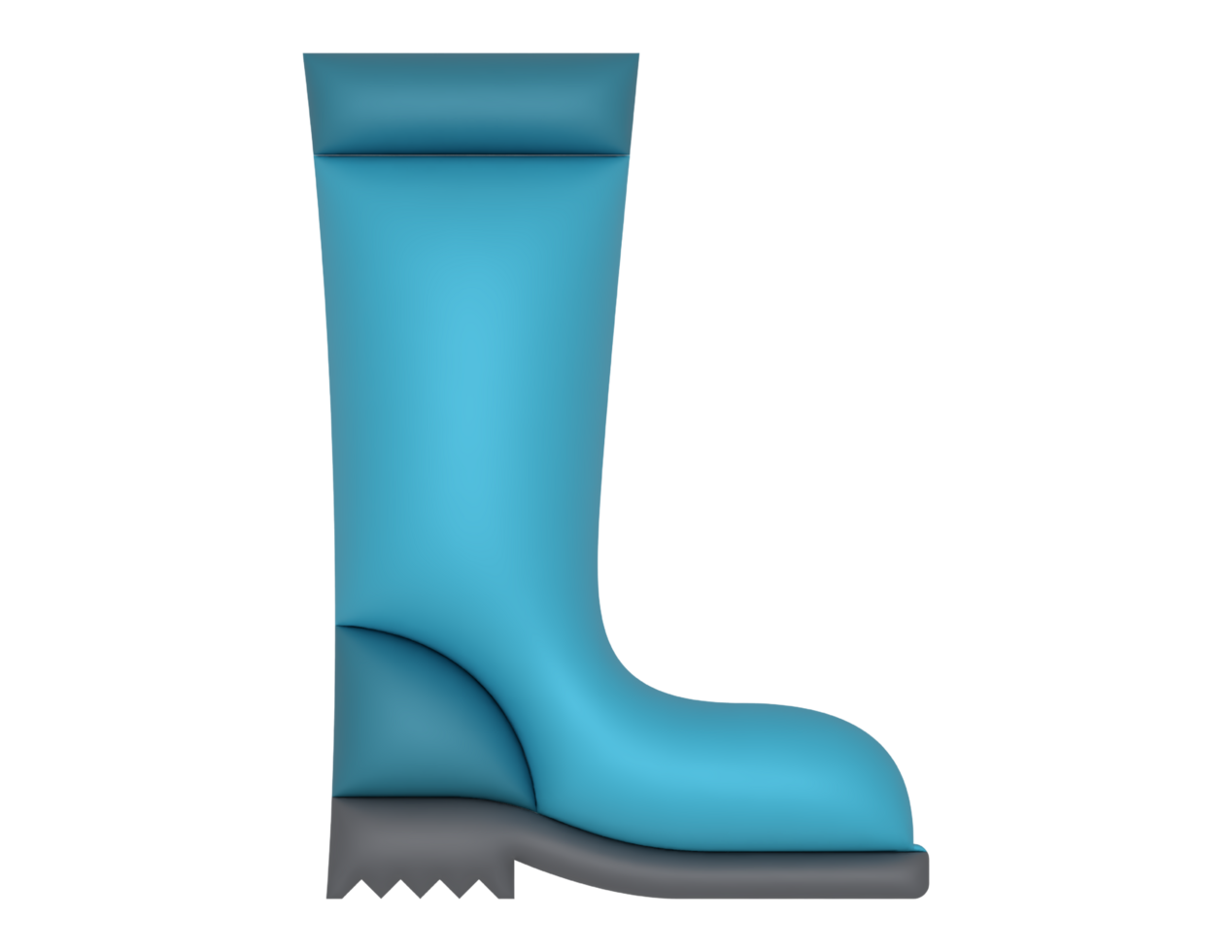3d blue rubber boot icon isolated on transparent background png