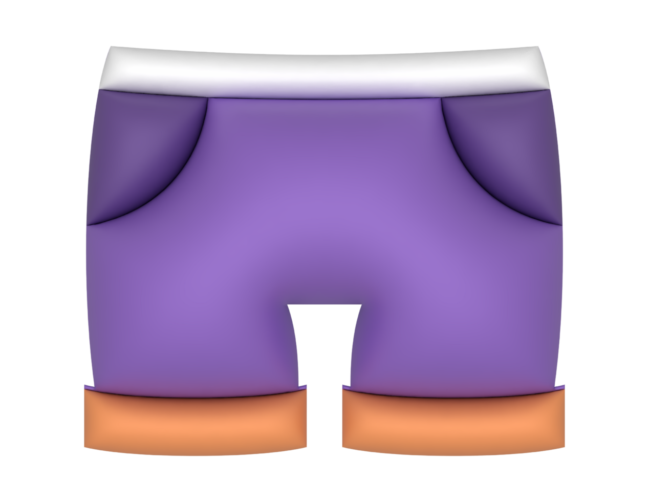 3d purple shorts with orange and white trim png