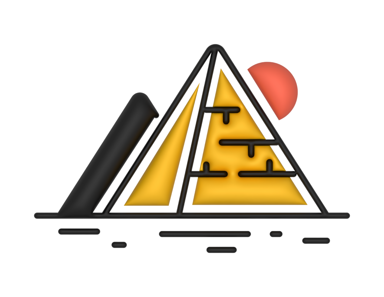 3d egypt pyramid icon flat style isolated on transparent background png