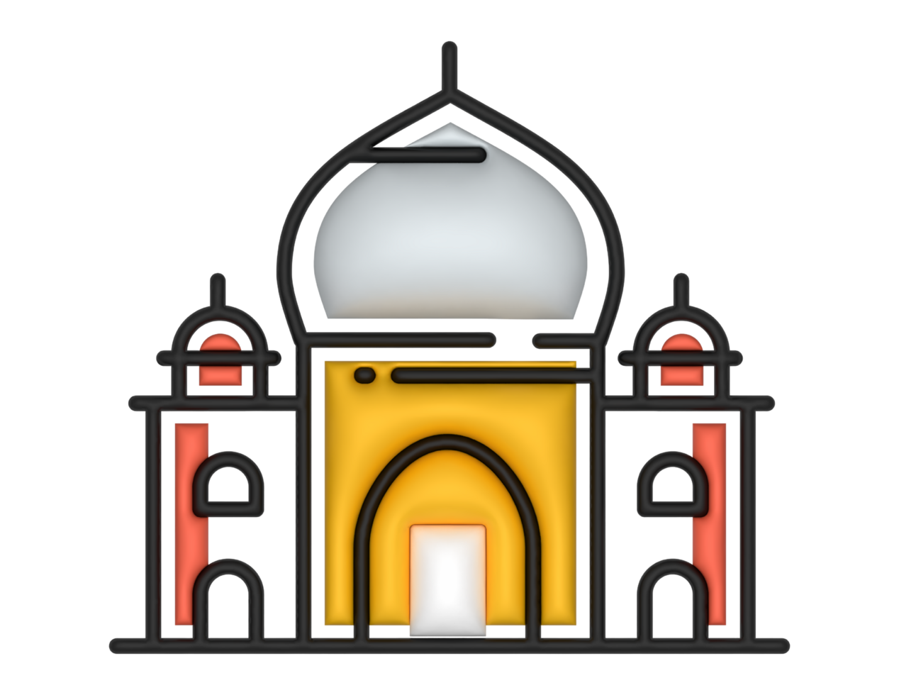 3d Taj Mahal icon on a transparent background png