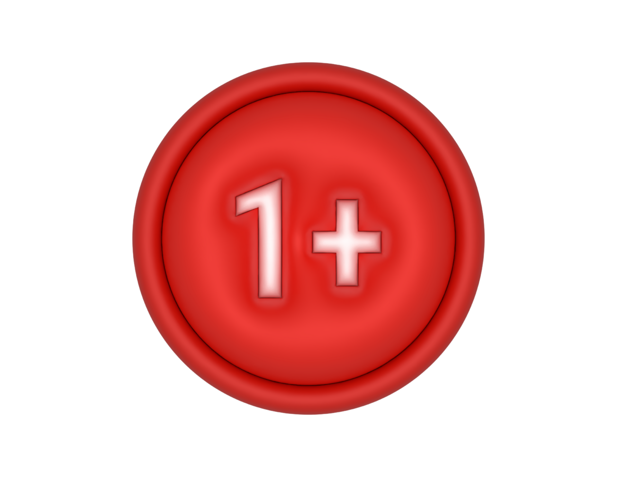 a red button with the number one plus sign png