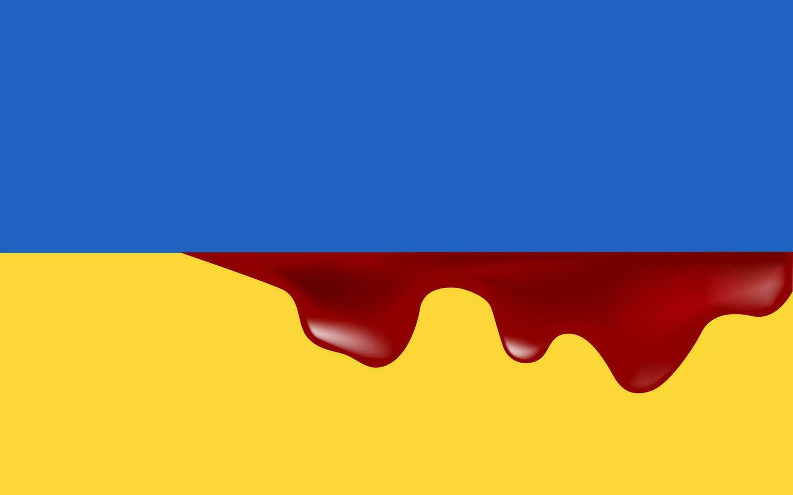 Blood on Ukrainian flag, war in Ukraine vector