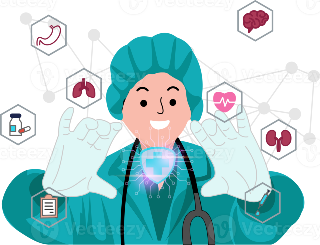 Medical technology doctor use ai robots for diagnosis care and increasung accuracy patient treatment png