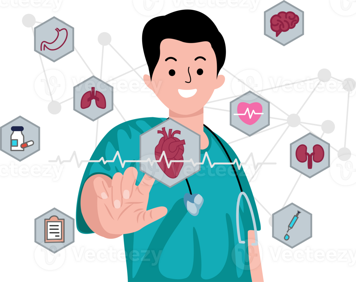 Medical technology doctor use ai robots for diagnosis care and increasung accuracy patient treatment png