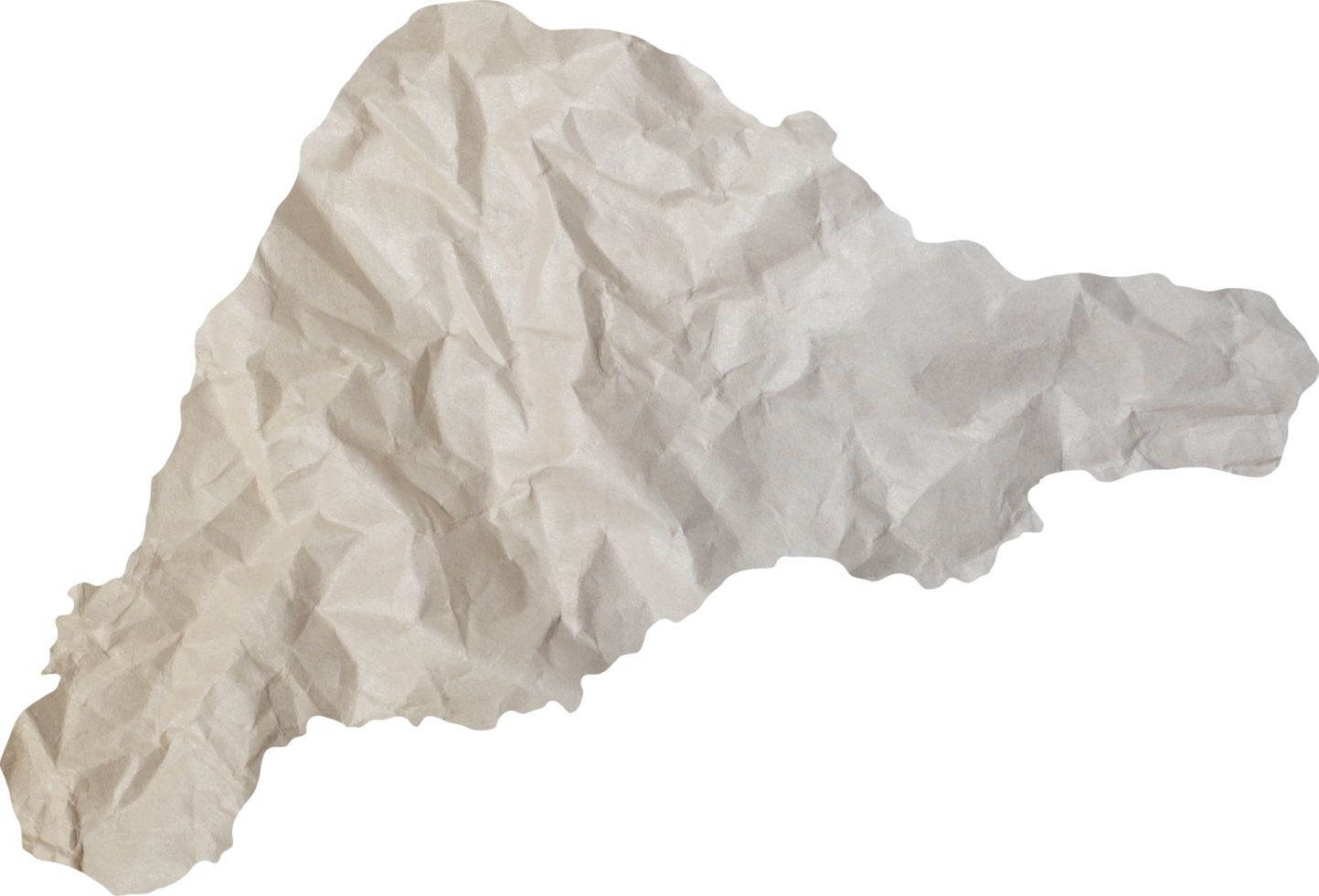 Easter island map paper texture cut out on white background. png