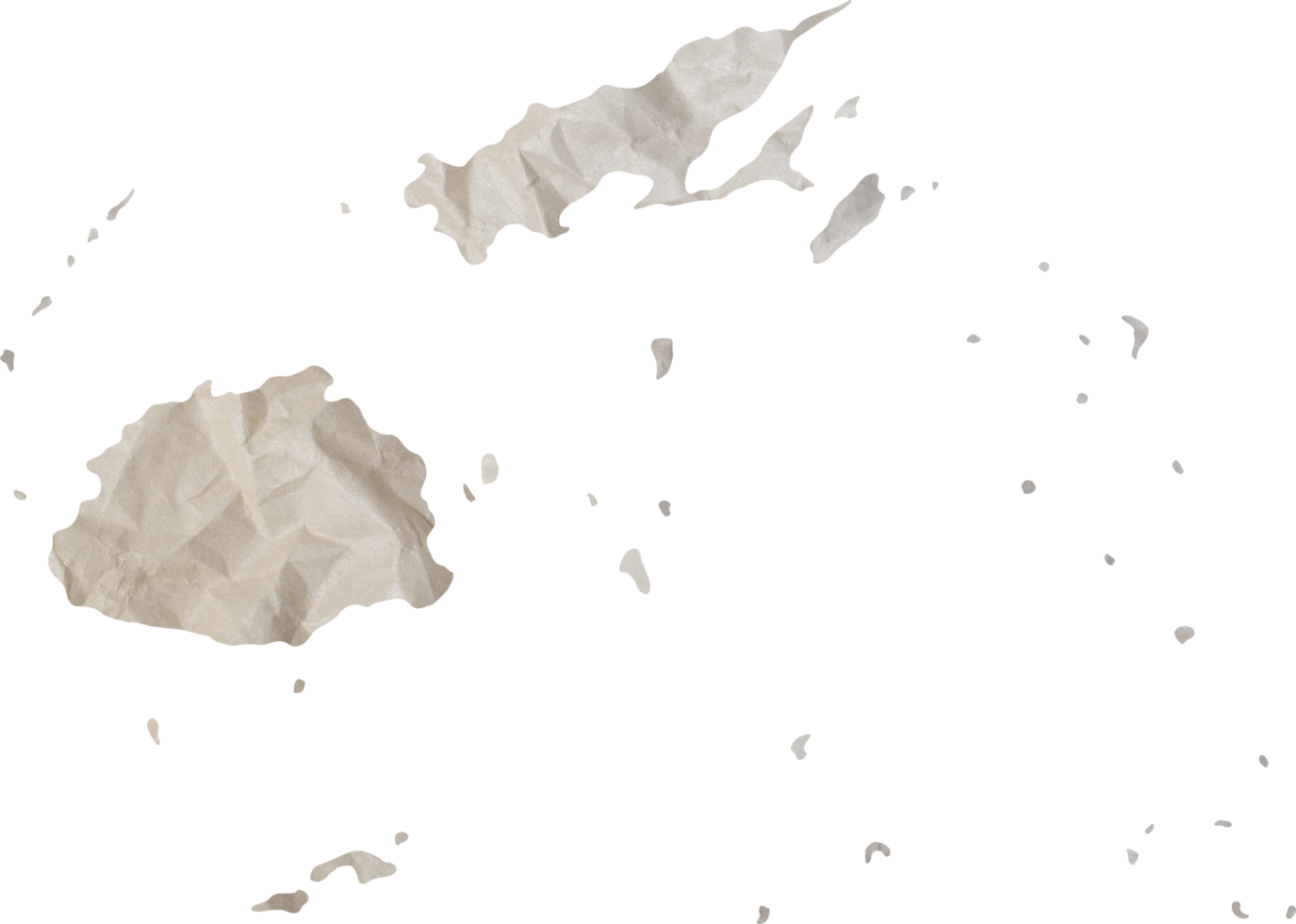 Fiji island map paper texture cut out on white background. png