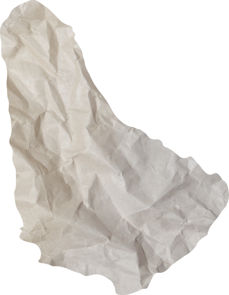 Barbados island map paper texture cut out on white background. png