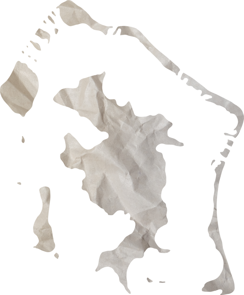 Bora Bora island map paper texture cut out on white background. png