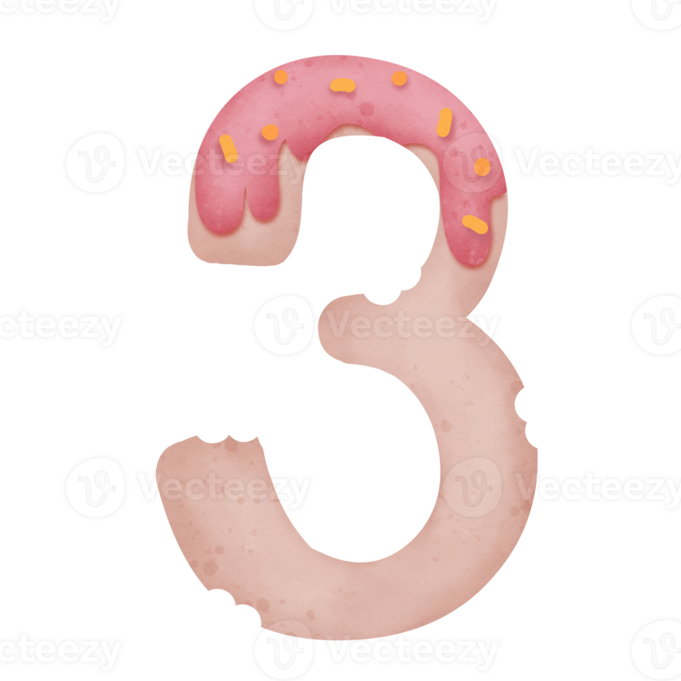 Number watercolor cookies png