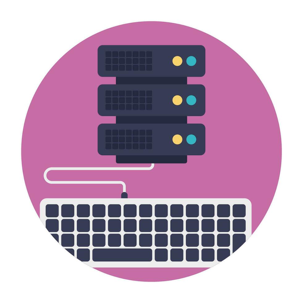 Cloud computing linked to server, server backup vector