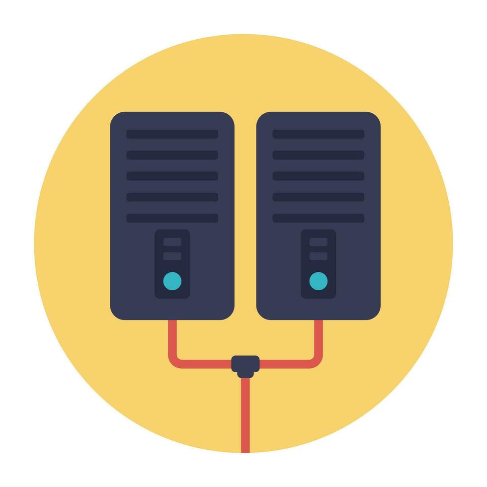 Cloud computing linked to server, server backup vector