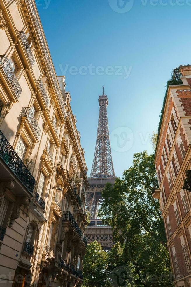 Eiffel Tower View from Parisian Street photo